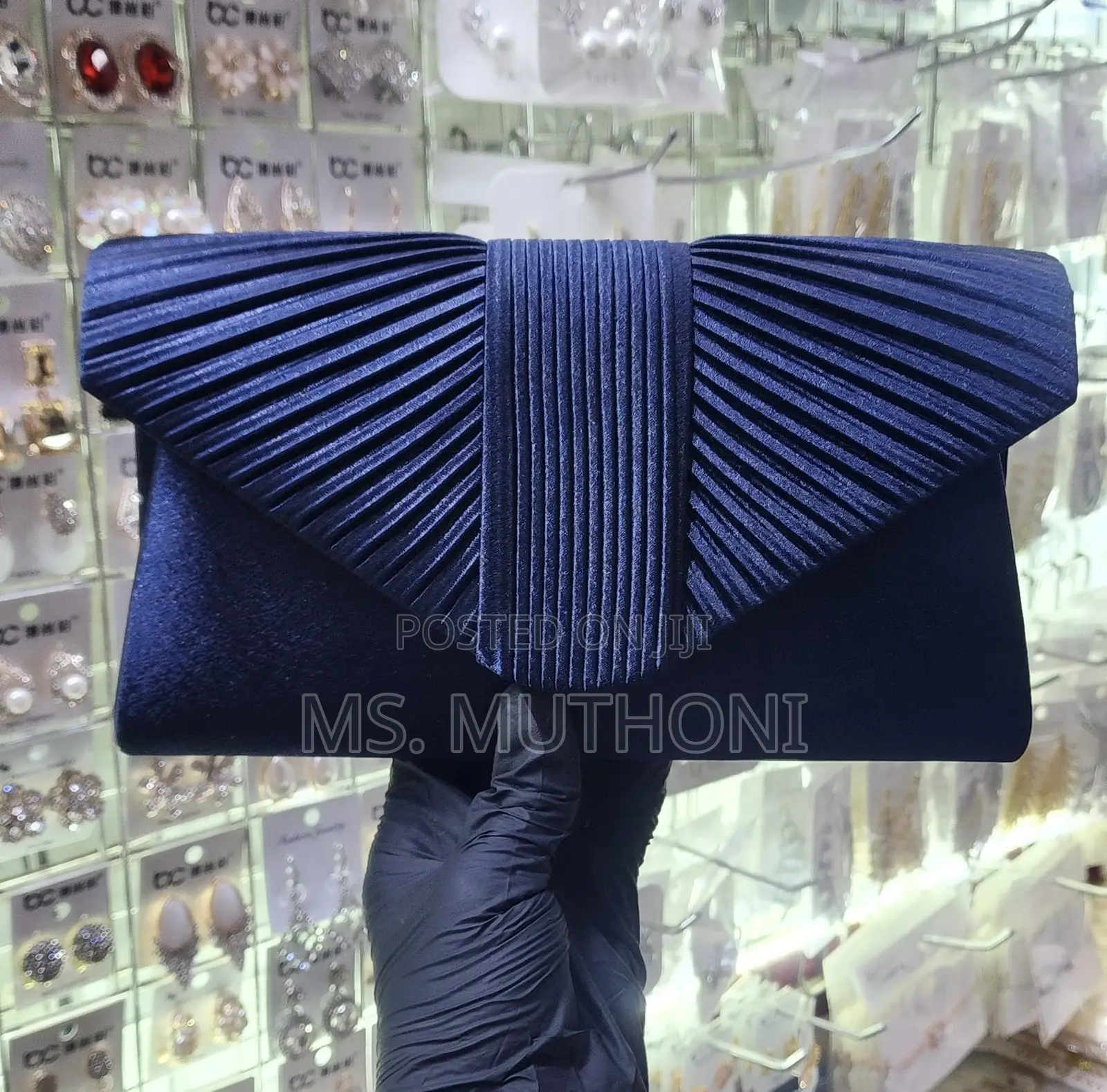 Elegant Fan-Pleated Satin Evening / Bridal Clutches.