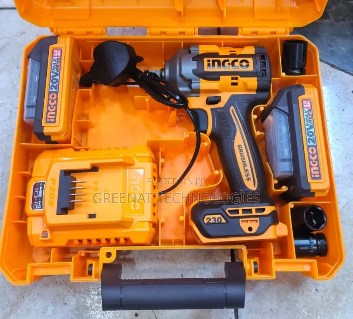 Ingco 20v Cordless Brushless Impact Wrench Kit 230nm