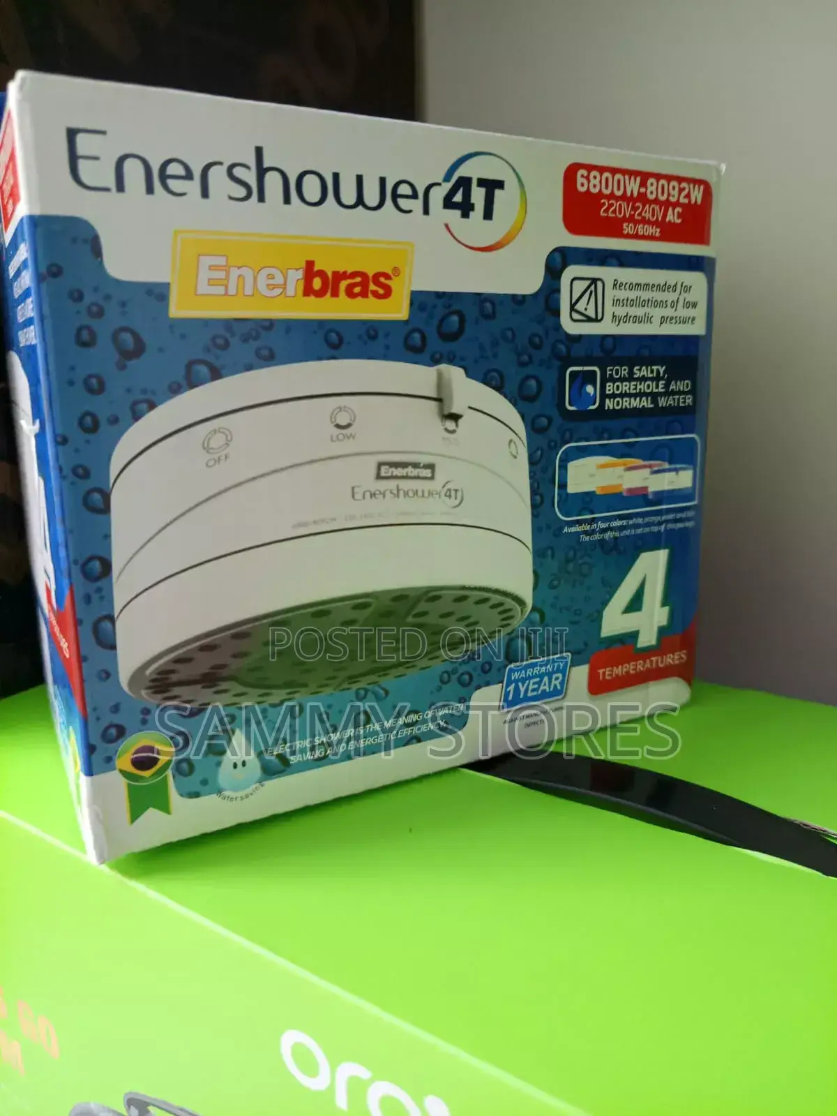 Enerbras 4T Electric Instant Water Heater Shower | 6800W–8092W | Low