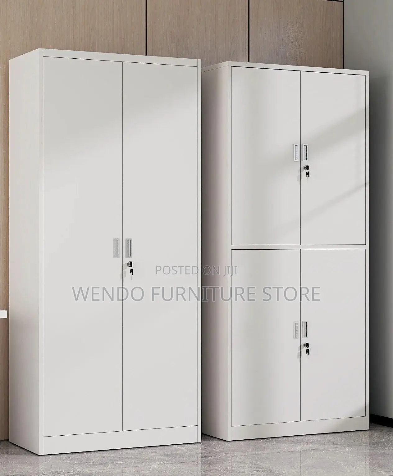 Office Cabinet : Lockable White Metallic Office Filing Cabinet
