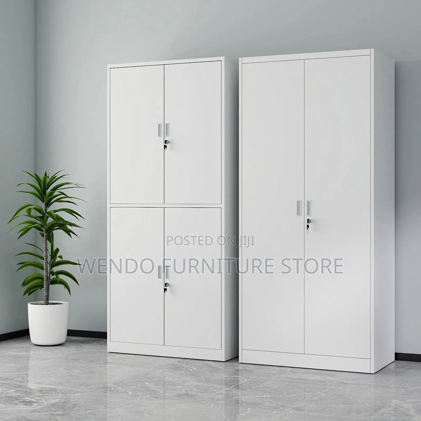 Office Cabinet : Lockable White Metallic Office Filing Cabinet