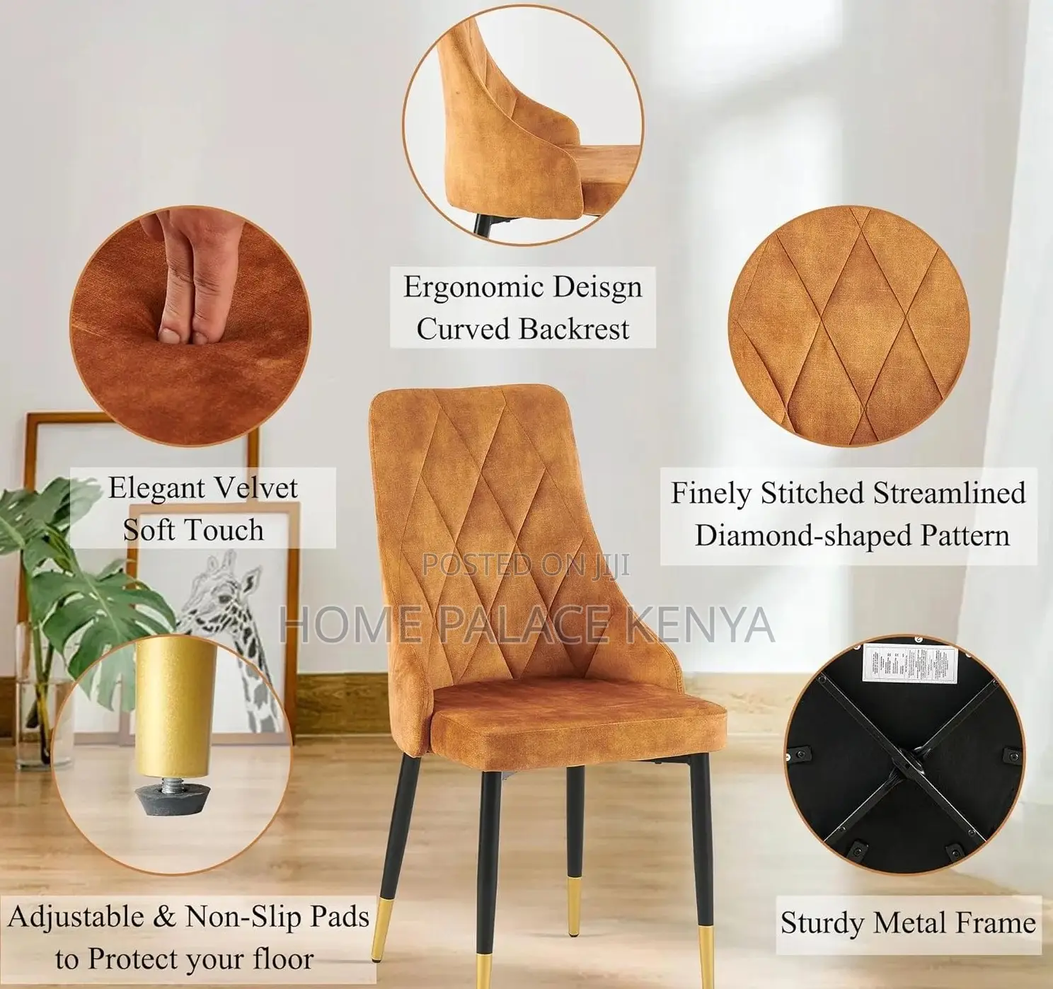Dining Chair: Nordicana Velvet Home Kitchen Chair