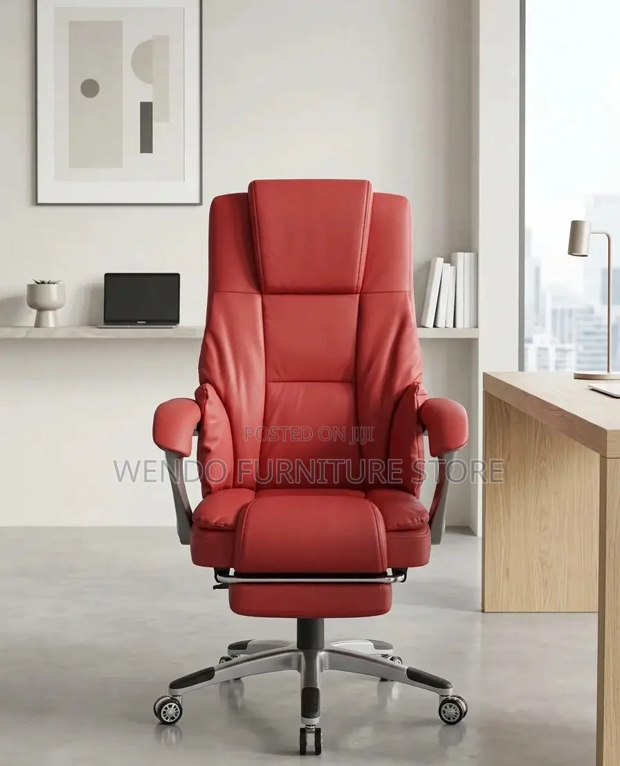 Office Chair : Red Leather Executive Office Chair