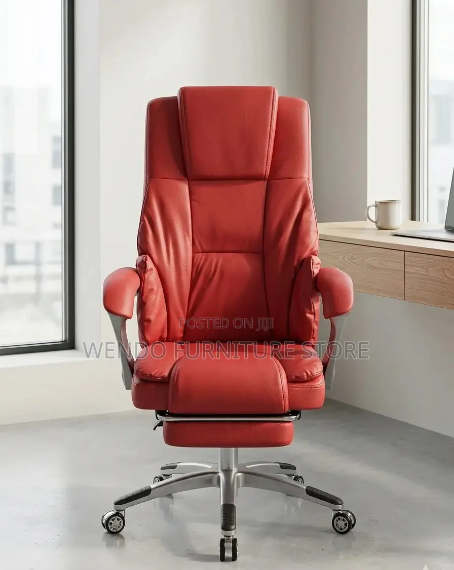 Office Chair : Red Leather Executive Office Chair