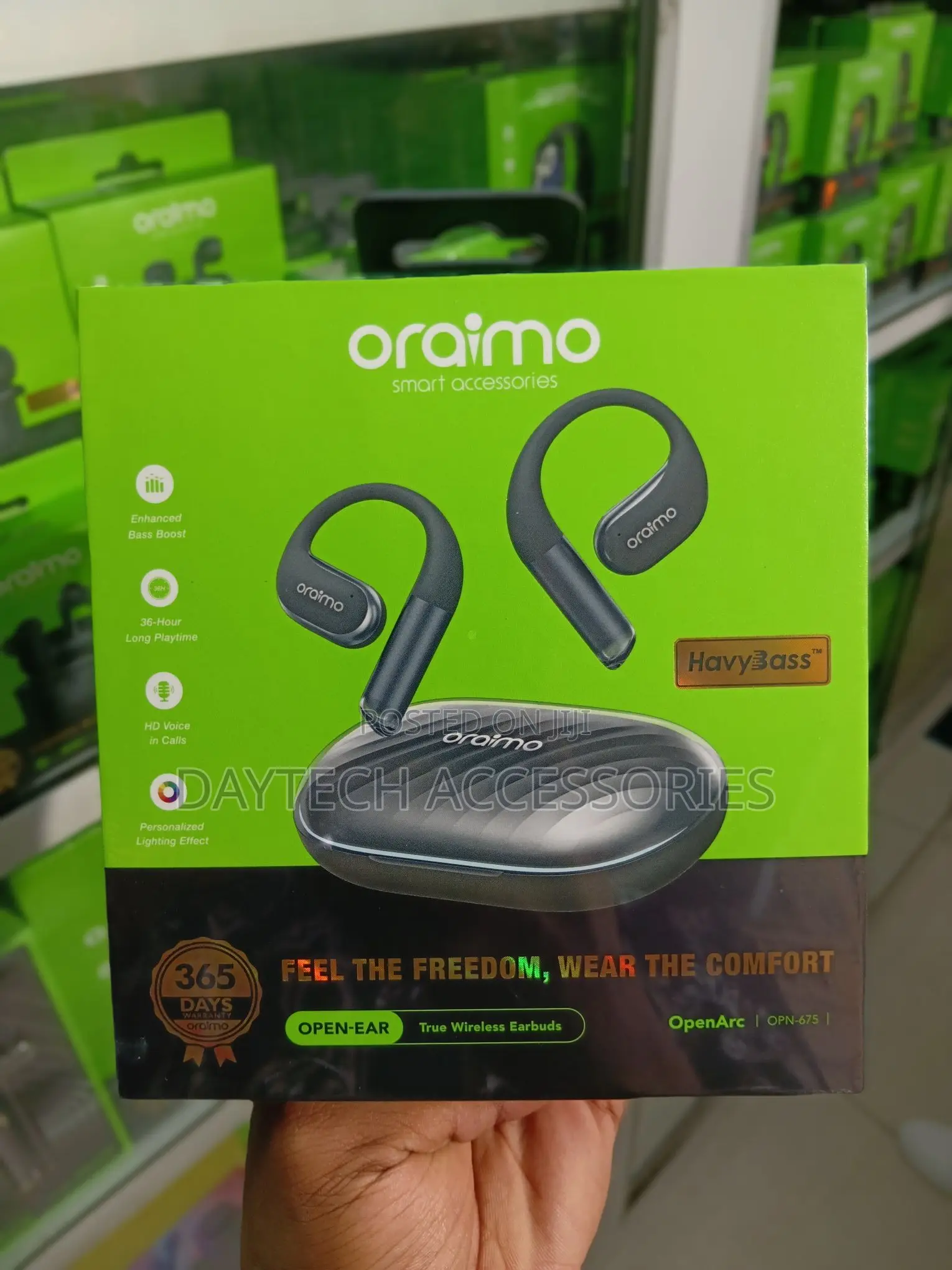 The Oraimo OpenArc OPN-675 Open-Ear True Wireless Earbuds.