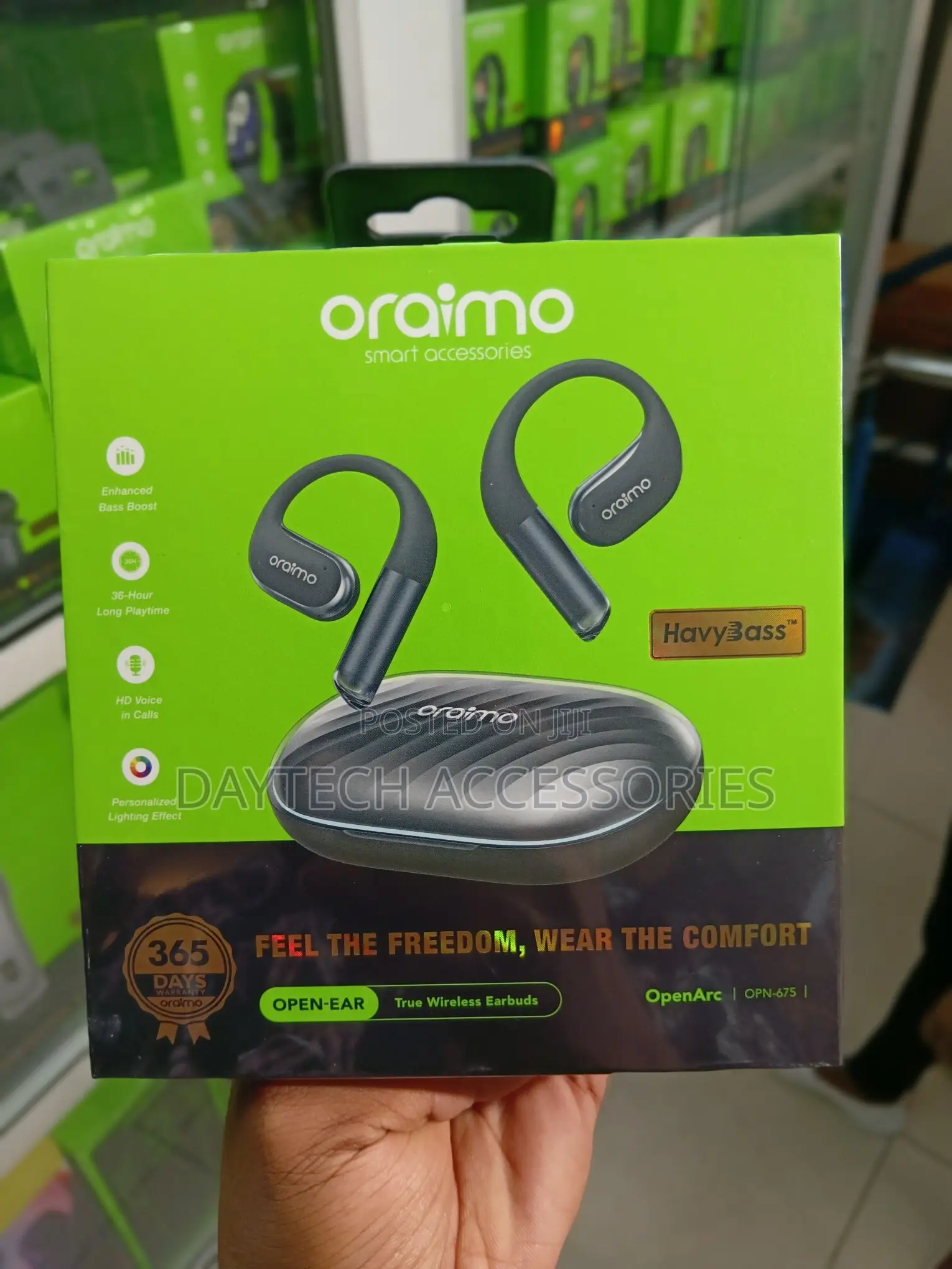 The Oraimo OpenArc OPN-675 Open-Ear True Wireless Earbuds.