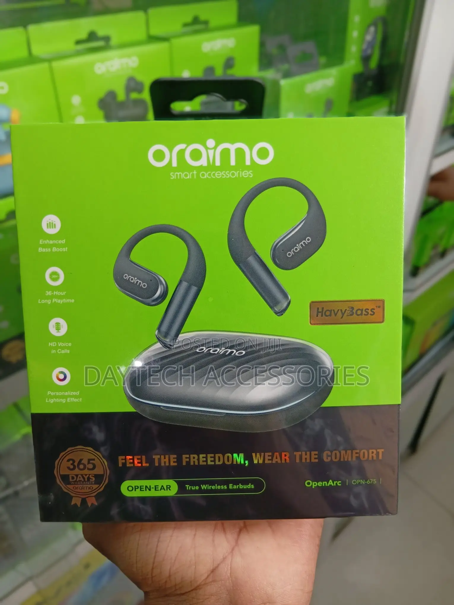 Oraimo OpenArc Open-Ear Wireless Earbuds Bluetooth 5.3 Deep Bass.