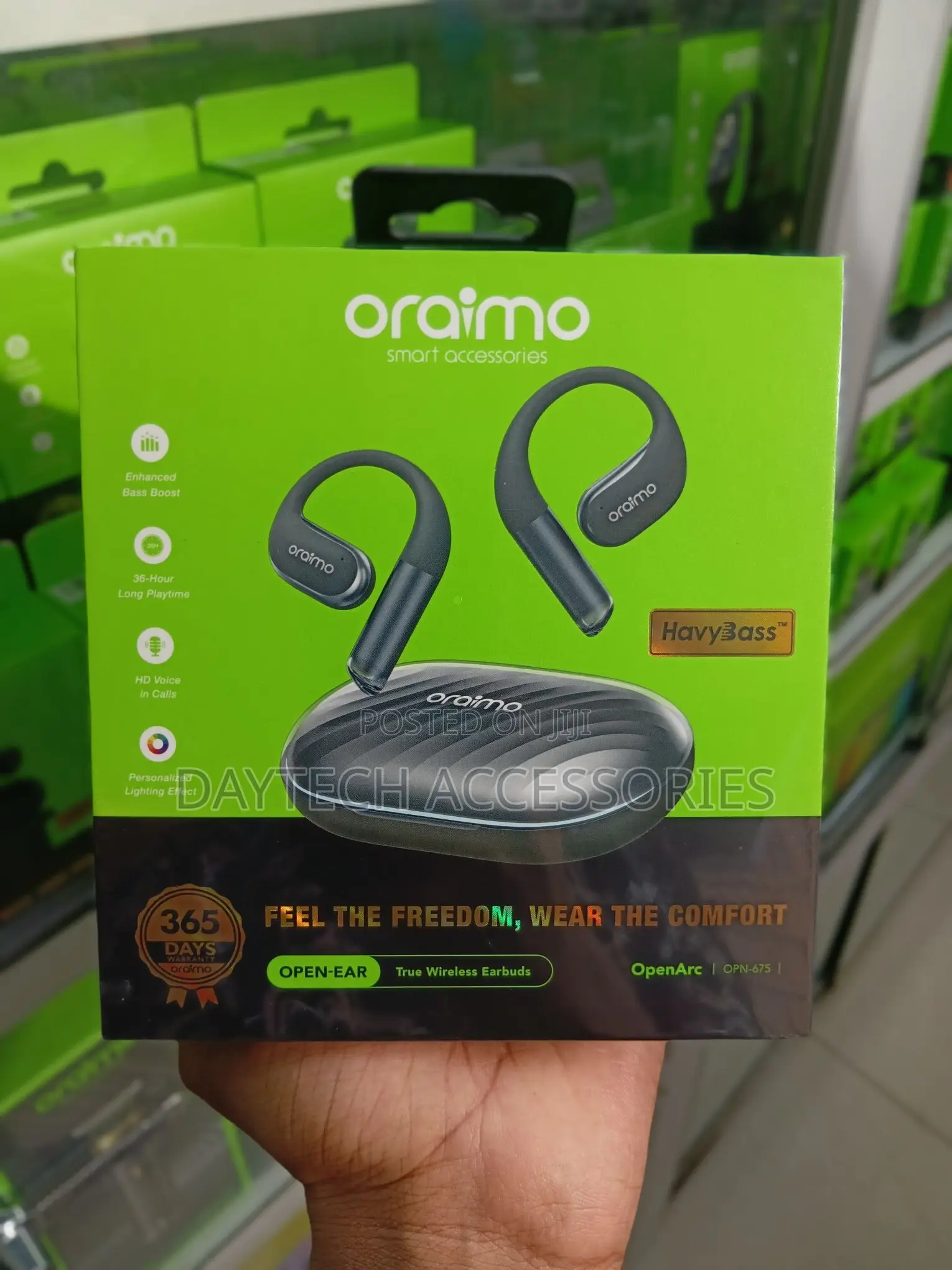 Oraimo OpenArc Open-Ear Wireless Earbuds Bluetooth 5.3 Deep Bass.
