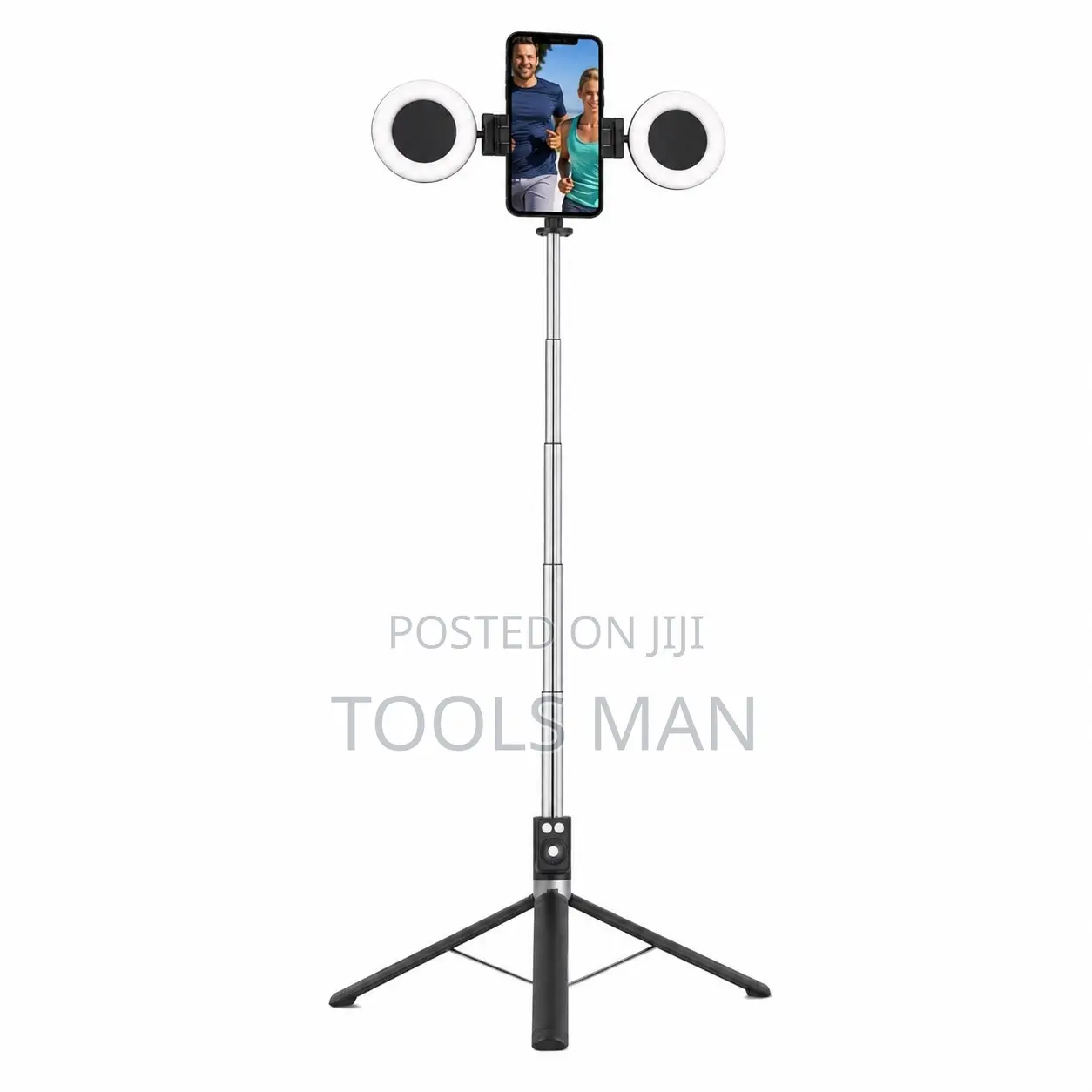 1.7m Extendable Selfie Stick Tripod Dual LED Ring Lamp Phone Stand