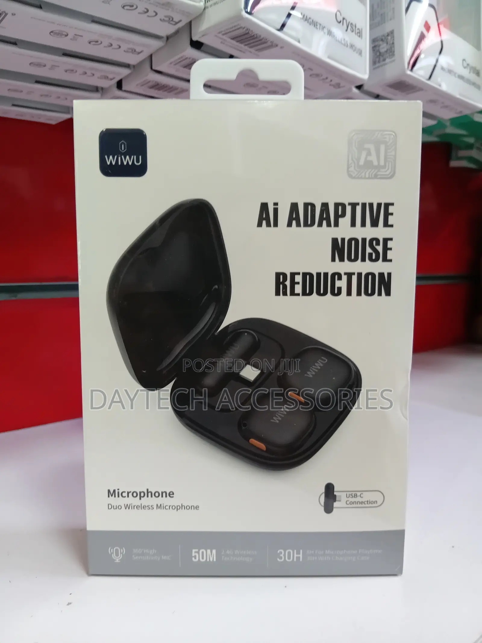 WiWU Wi-Wm006 AI Powered Noise Cancelling Lavalier Microphone - Black