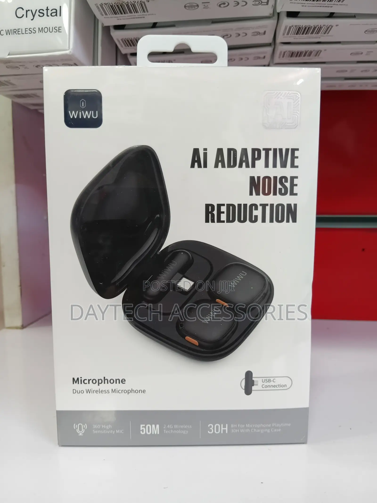WiWU Wi-Wm006 AI Powered Noise Cancelling Lavalier Microphone - Black