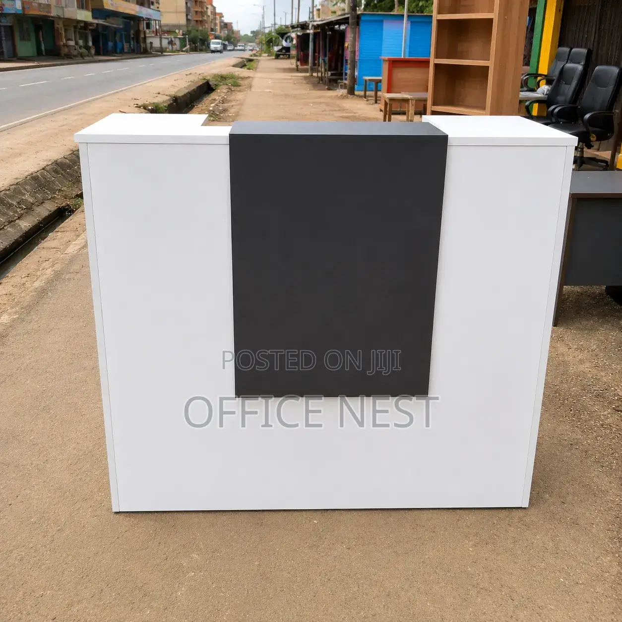 White Black Office Reception Desk