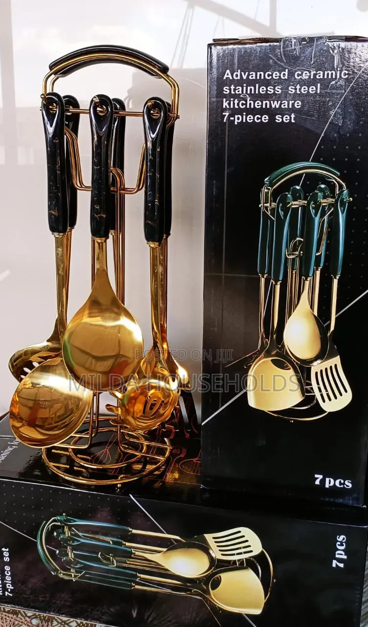 7pc Serving Spoon Marble Black