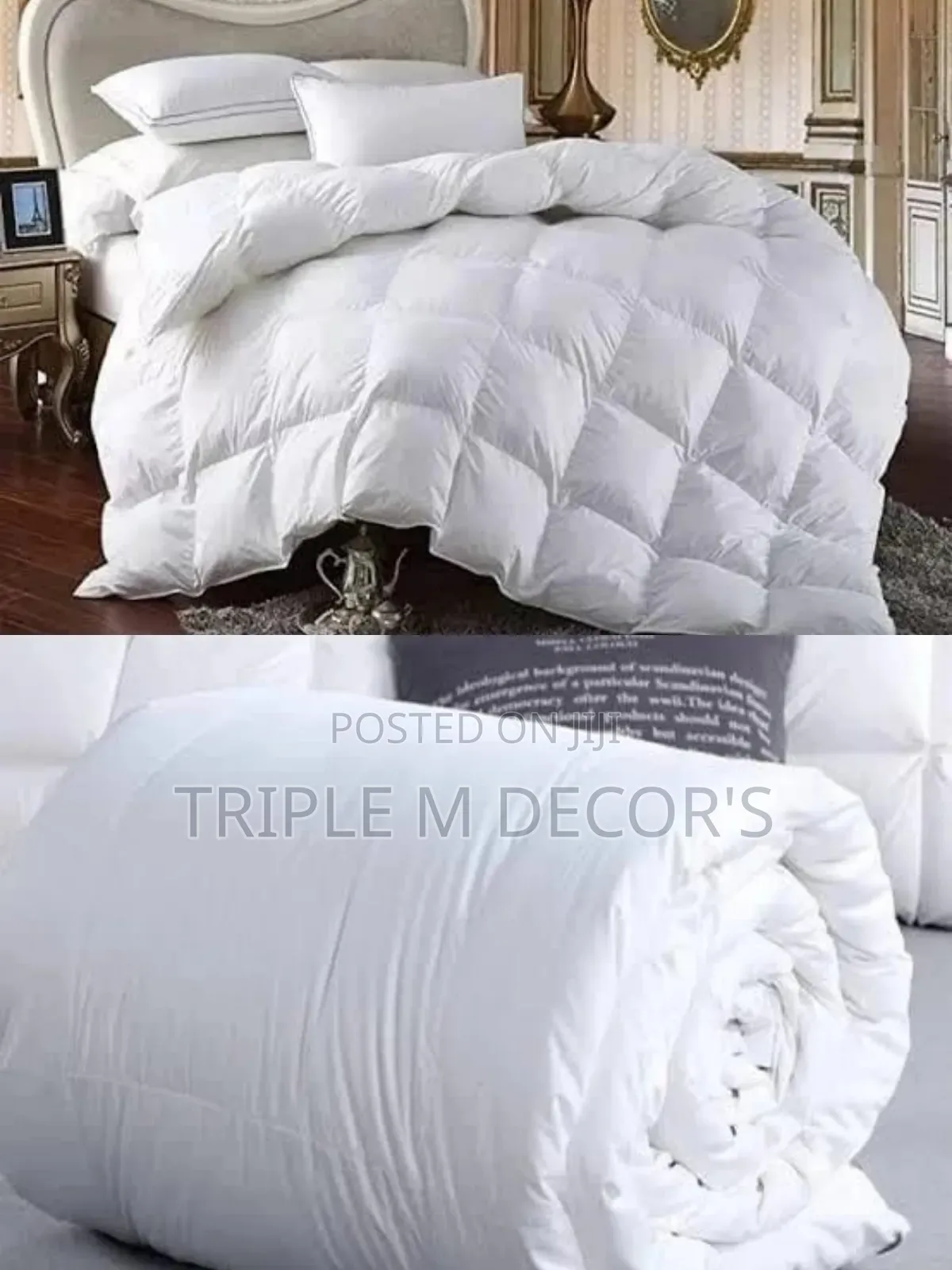 6 by 6 White Cotton 4 PCS Duvet Sets