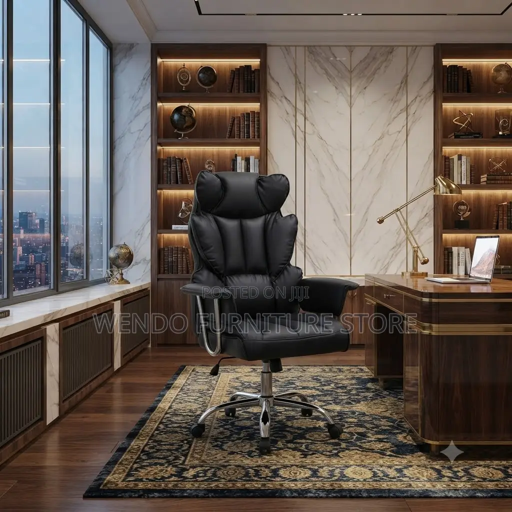 Office Chairs; Leather Executive Office Chair With Butterfly Backrest