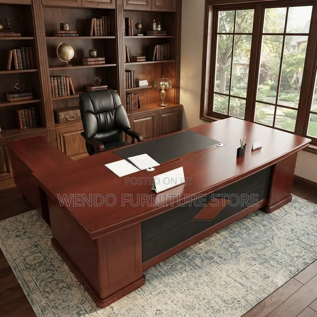 Office Desk; 2 Meters Executive Mahogany Offices Corporate Desk