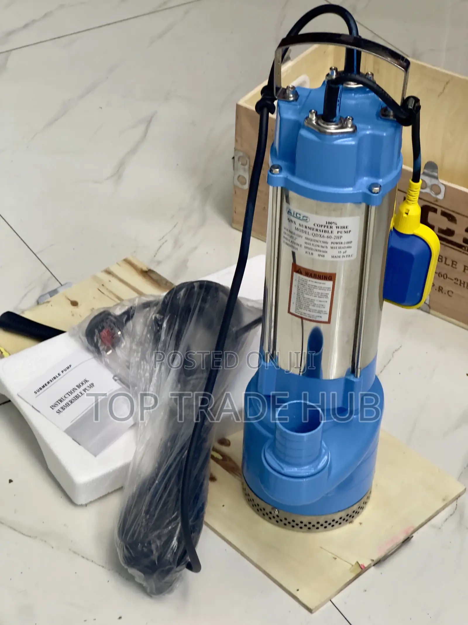 Aico QDX6-60-2HP AC Submersible Water Pump 2" Outlet 60m Head 150l/Min