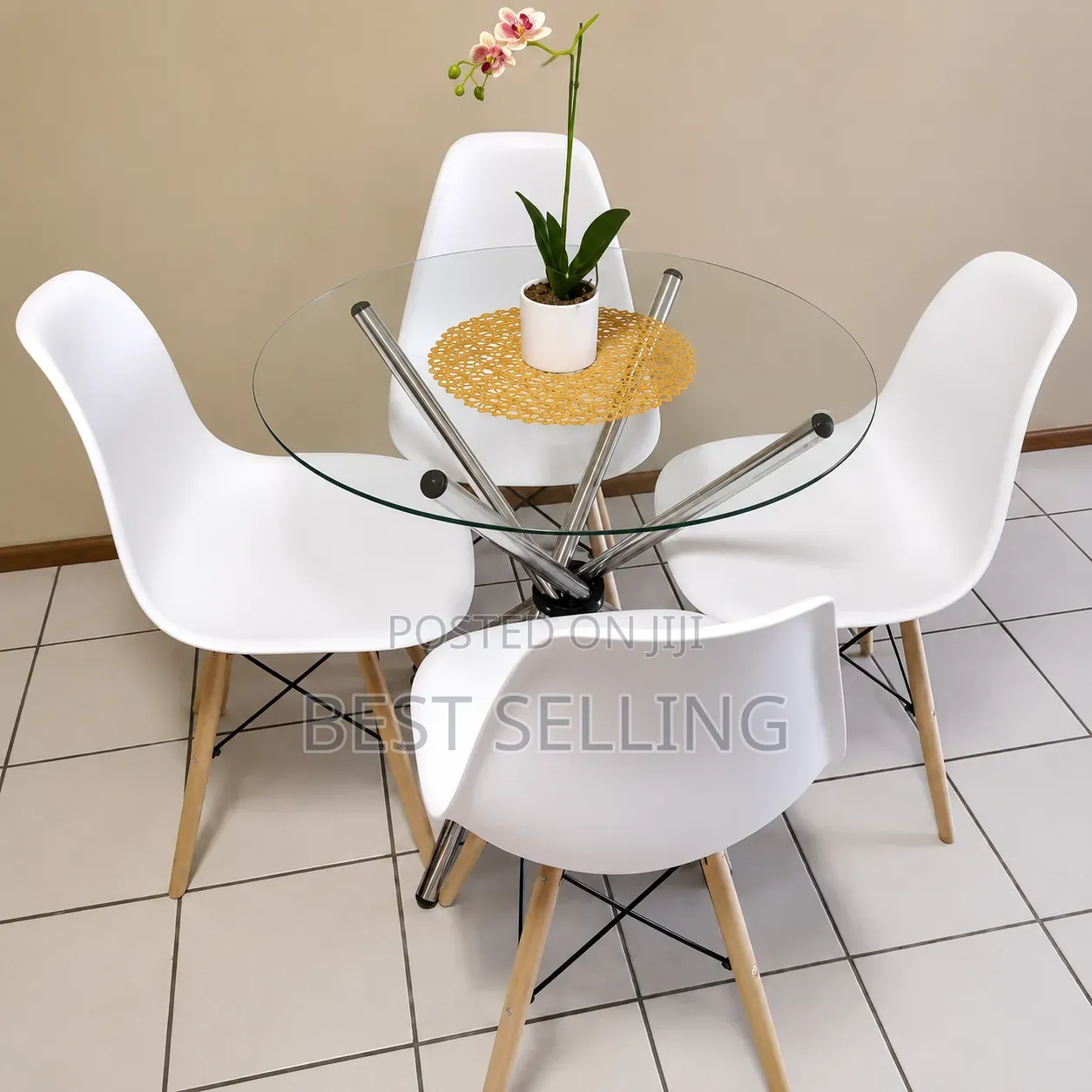 Modern 4 Seater Round Dining Set