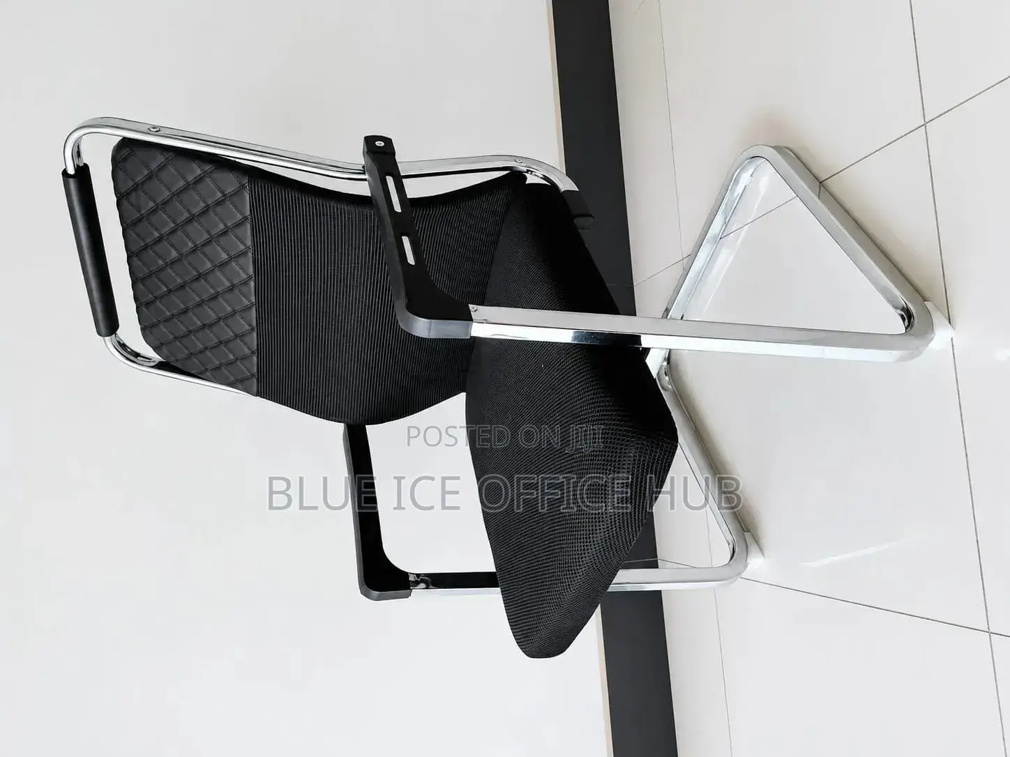 Heavy Duty Black Office Guest Chair With Chrome Base