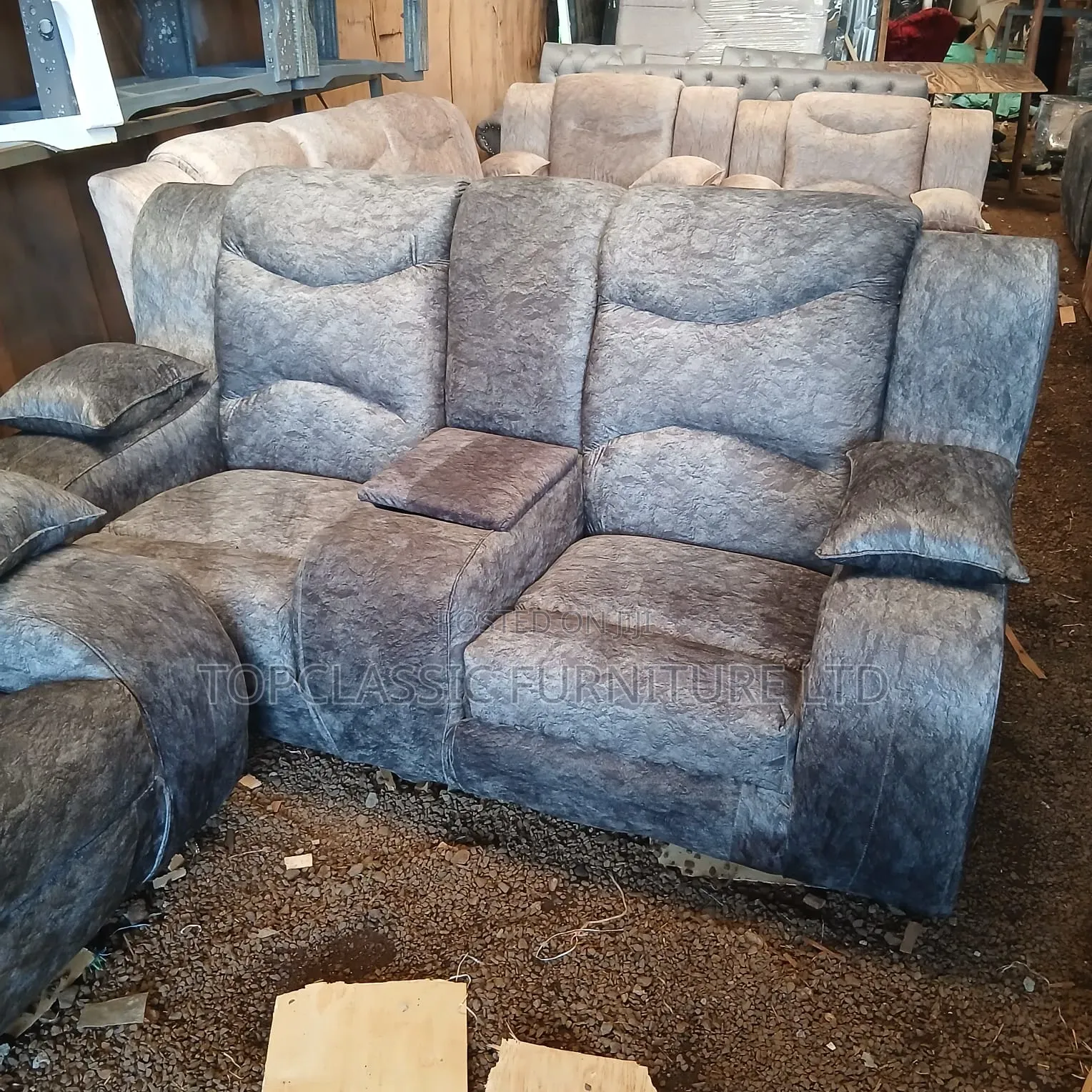 Semi Recliner 3seater Right Brown and Gray