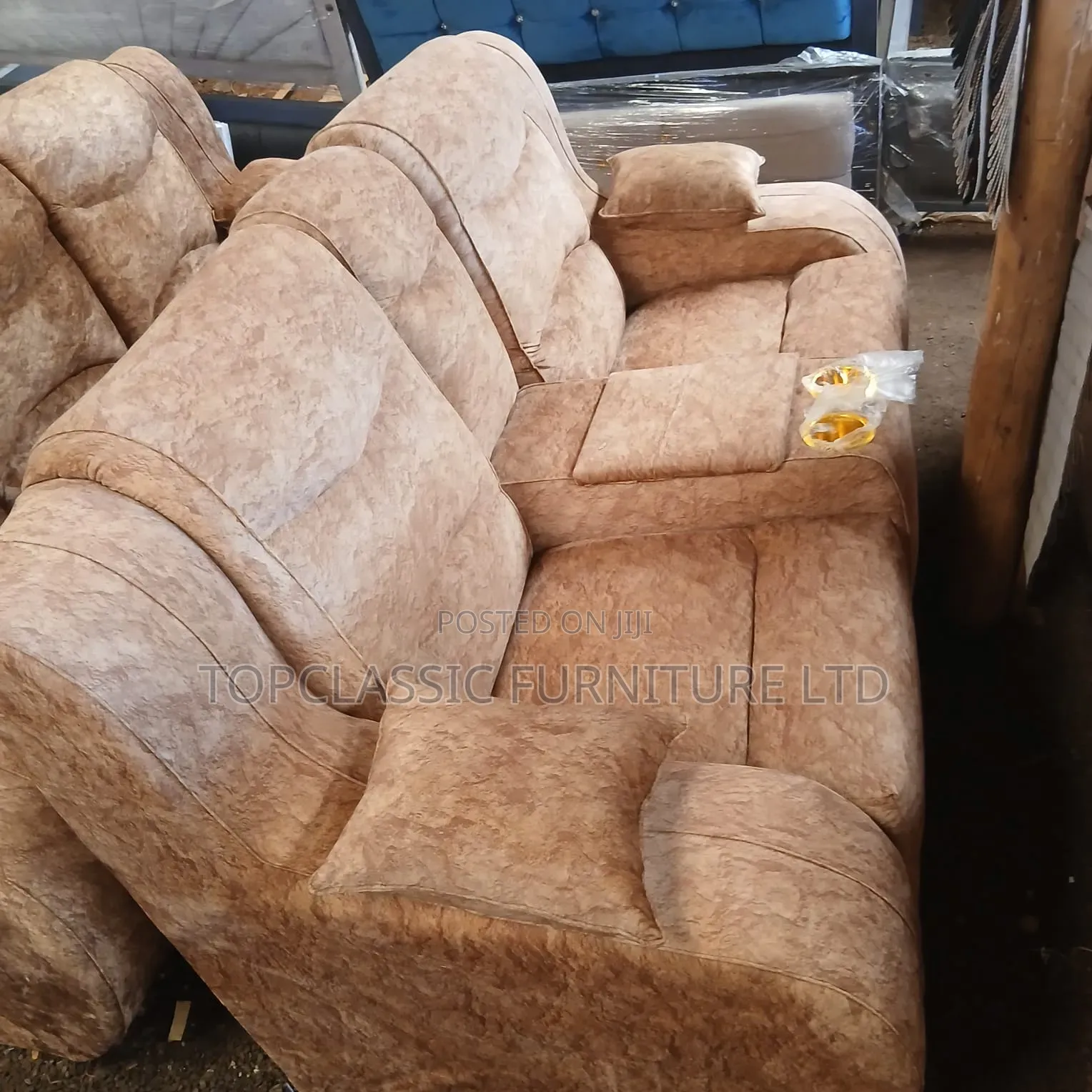 2seater Semi Recliner Gray and Brown 