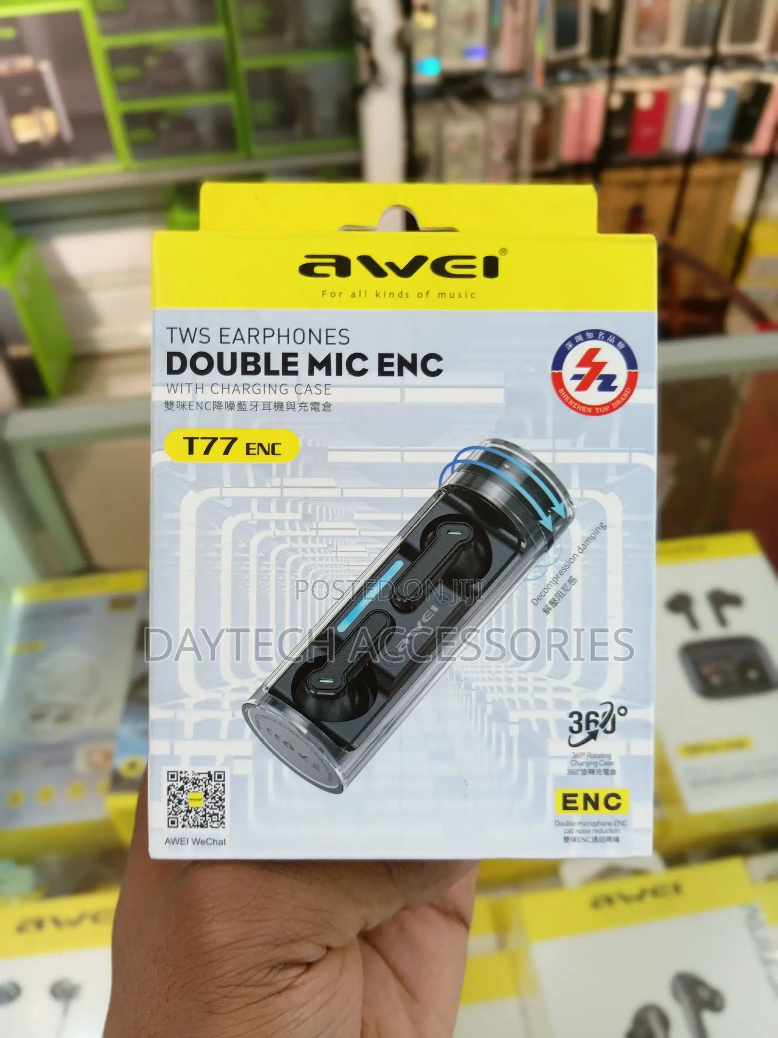 Awei T77 TWS Wireless Earphone Double Mic ENC Bluetooth 5.3.