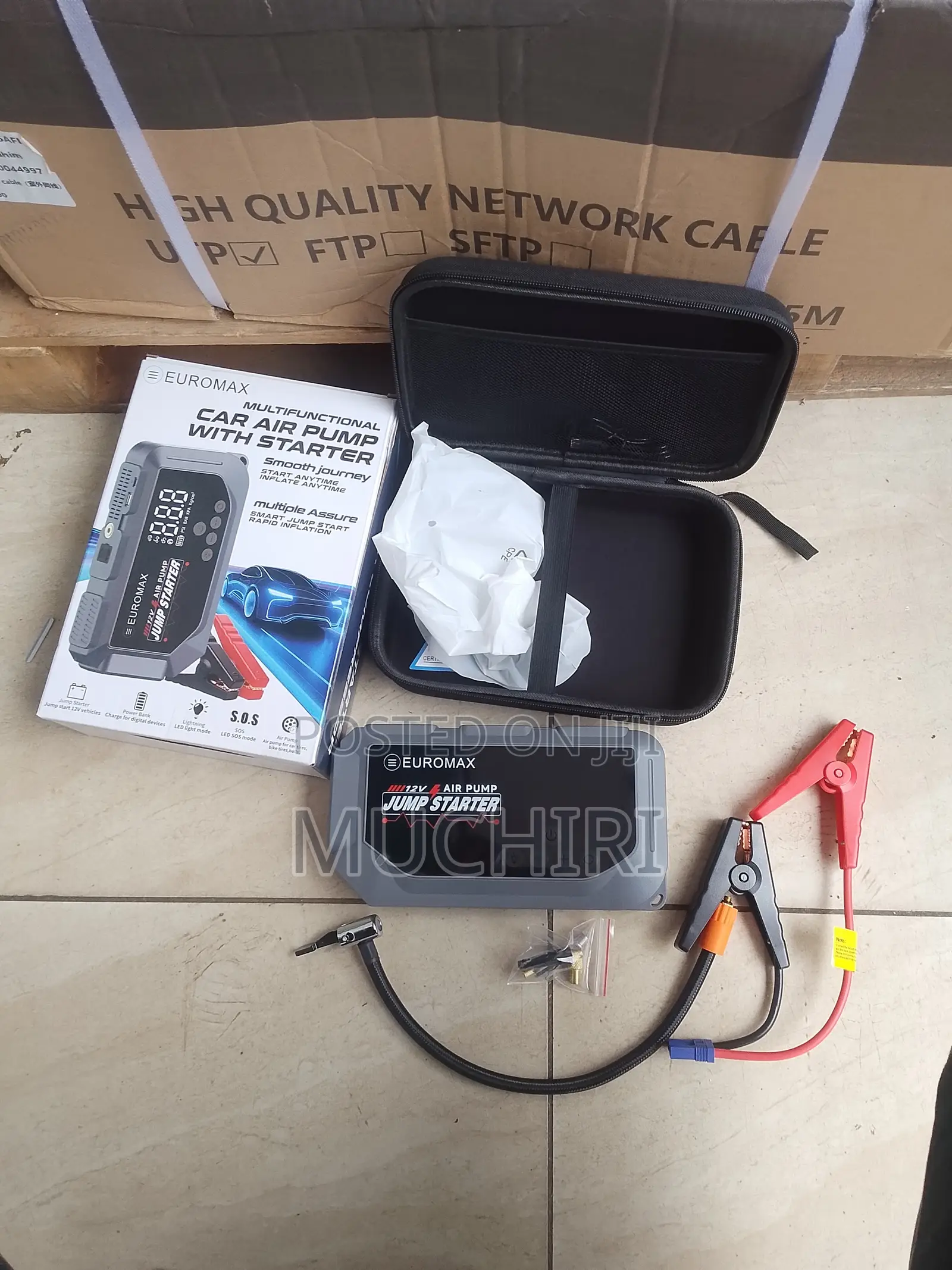 Euromax Car Jumpstarter Fitted With Powerful Inflator, Flash Light