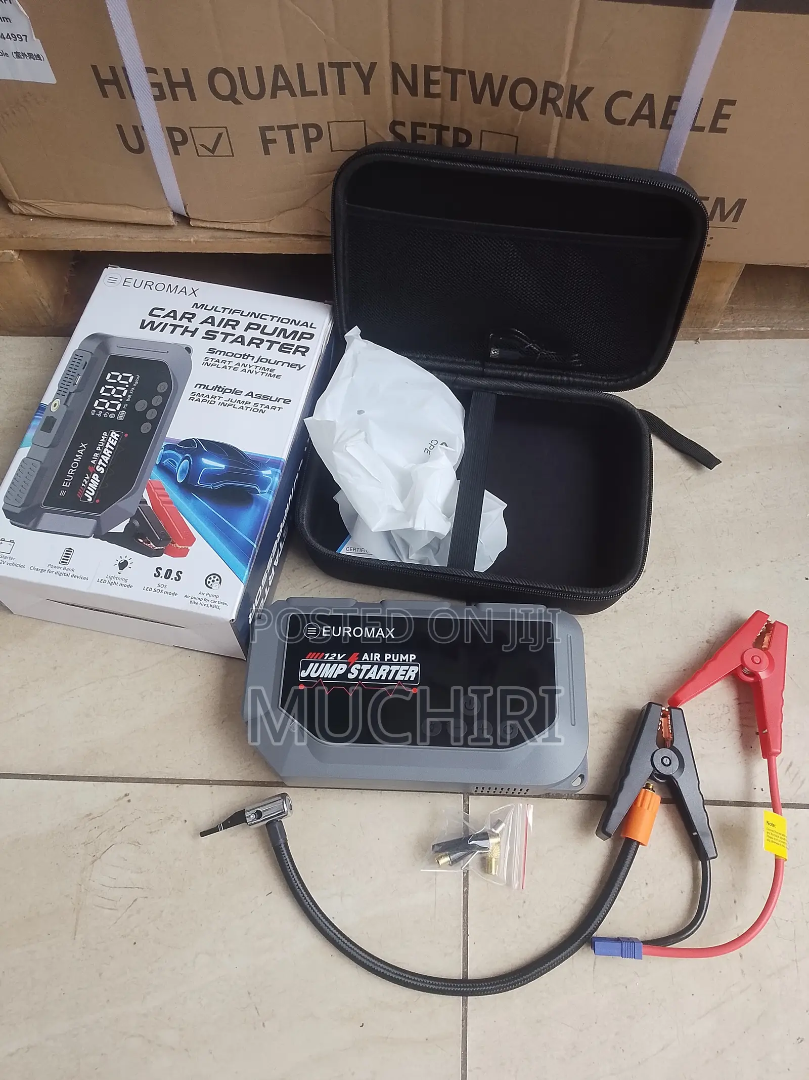 Euromax Car Jumpstarter Fitted With Powerful Inflator, Flash Light