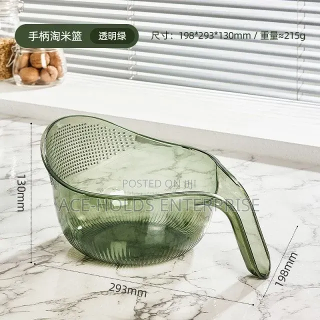 Colander/Rice Drainer - Clear, Transparent Green and Transparent Grey