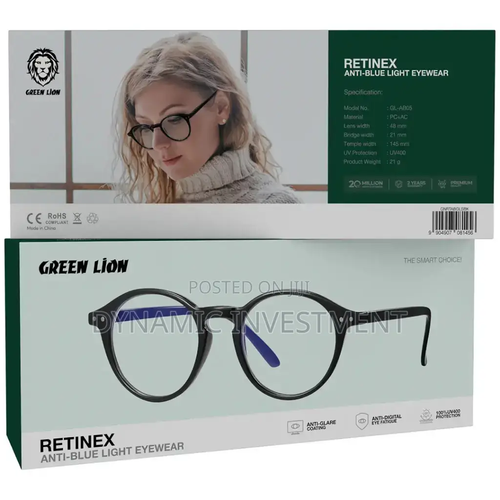 Green Lion Anti-Blue Light Sun Glasses With UV400 Lens Eyeglasses