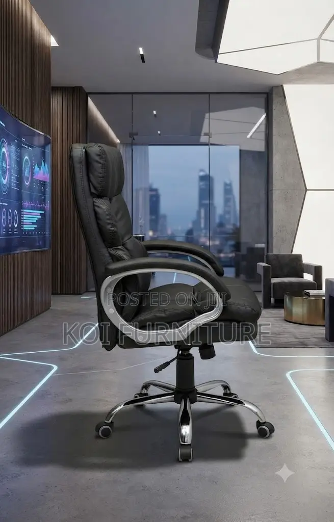 Office Chairs; Executive Black High Back Office Leather Chair