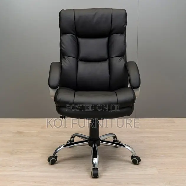 Office Chairs; Executive Black High Back Office Leather Chair