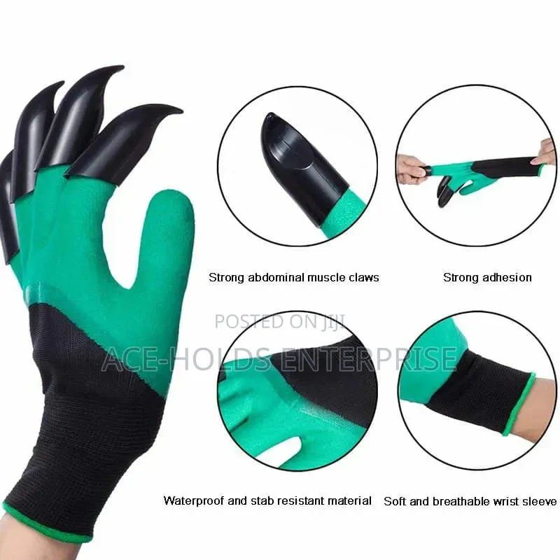 Water Proof Designed Garden Planting Digging Glove Abs Plastic Claws