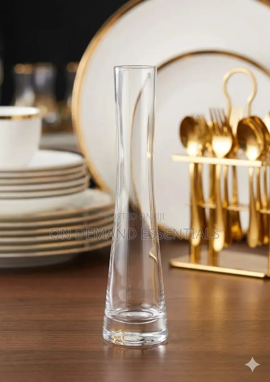 Glass Vase Slim Neck Crystal Clear