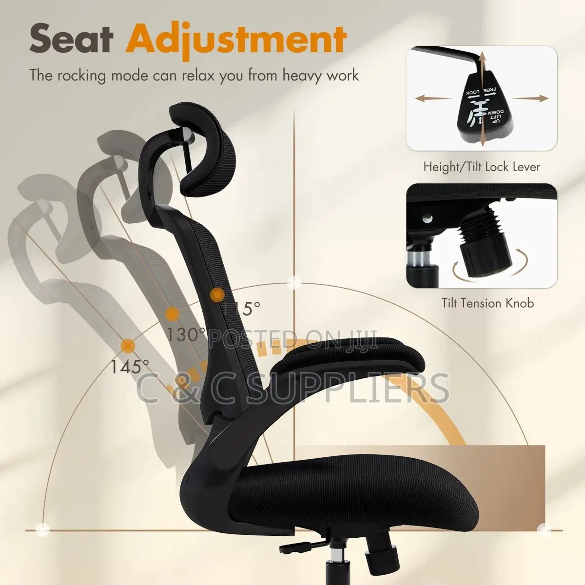Mesh Task Chair With Flip-Up Arms