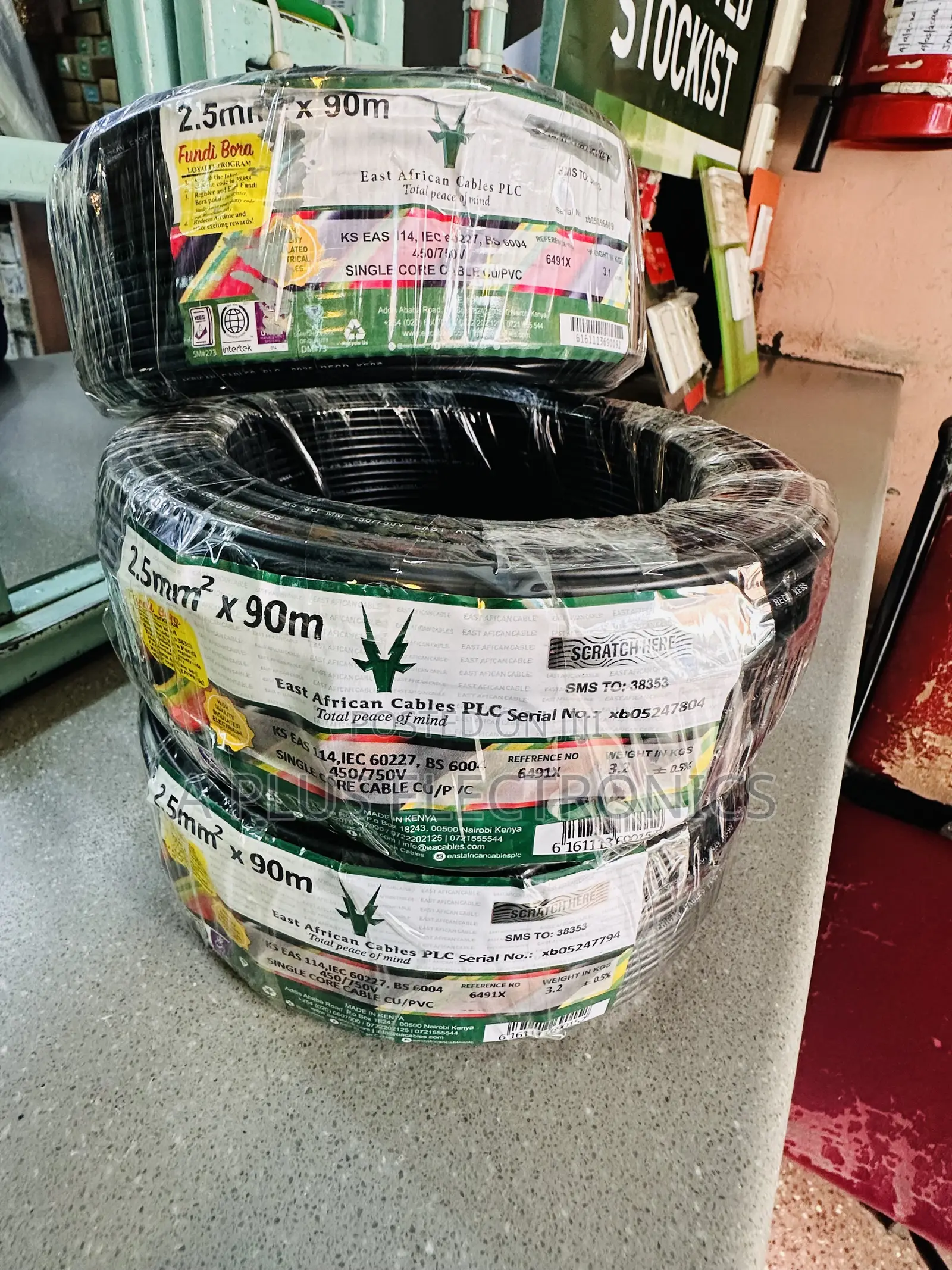 East Africa Cable 2.5mm Single Black 90m Construction Grade Wire