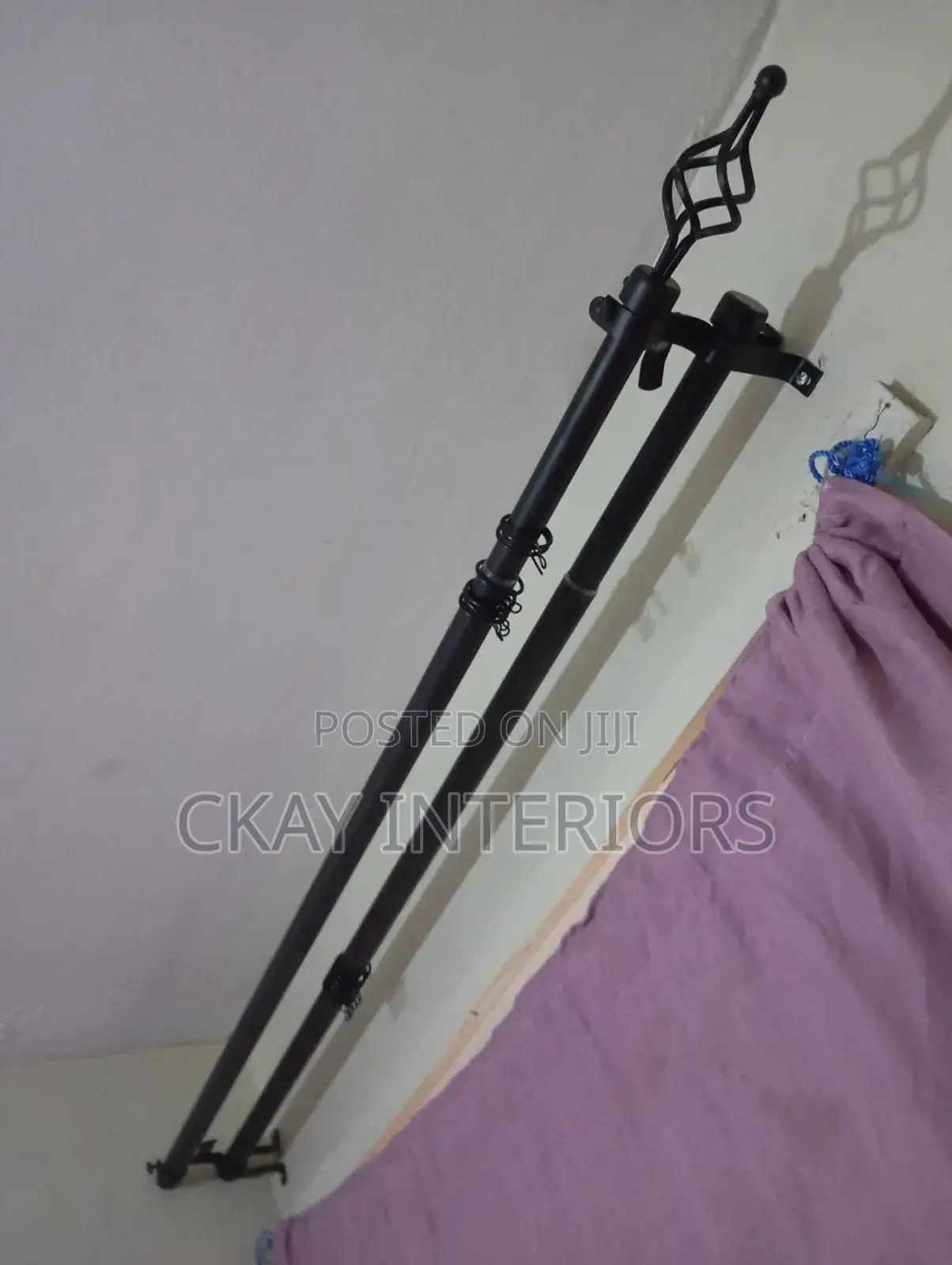 Curtain and Sheer Holder, Black 3m Double Adjustable Curtain Rods