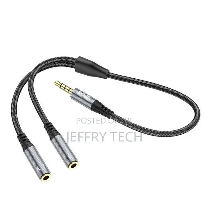 2 in 1 3.5mm Male to 2 X Female Headset Audio Adapter Cable(Metal Grey