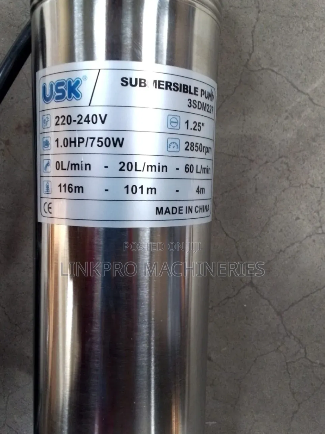 1 HP Slim Body Usk Deep Well Submersible Pump
