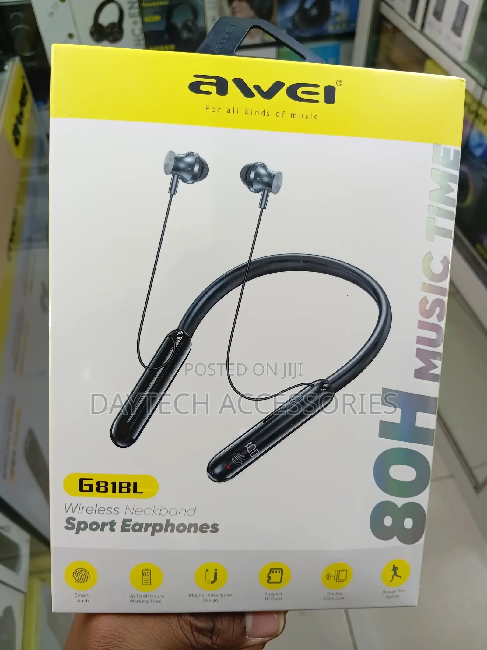 The Awei G81BL Wireless Neckband Sports Earphones.