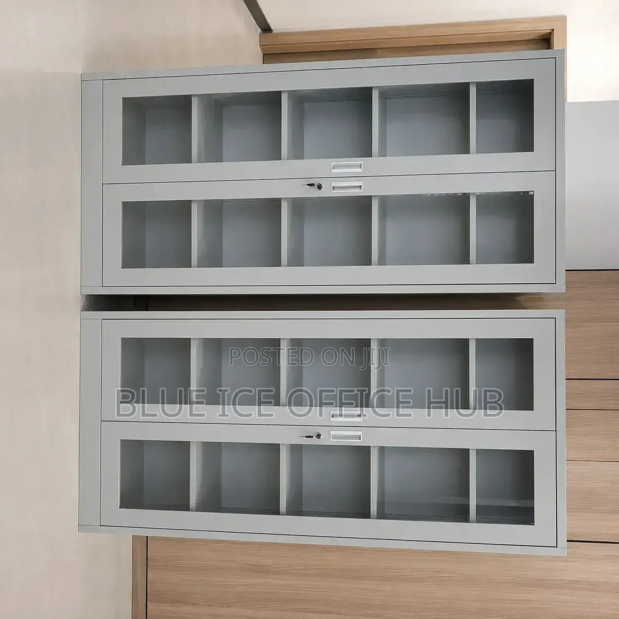 Steel Office Storage Cabinet With 2 Glass Door