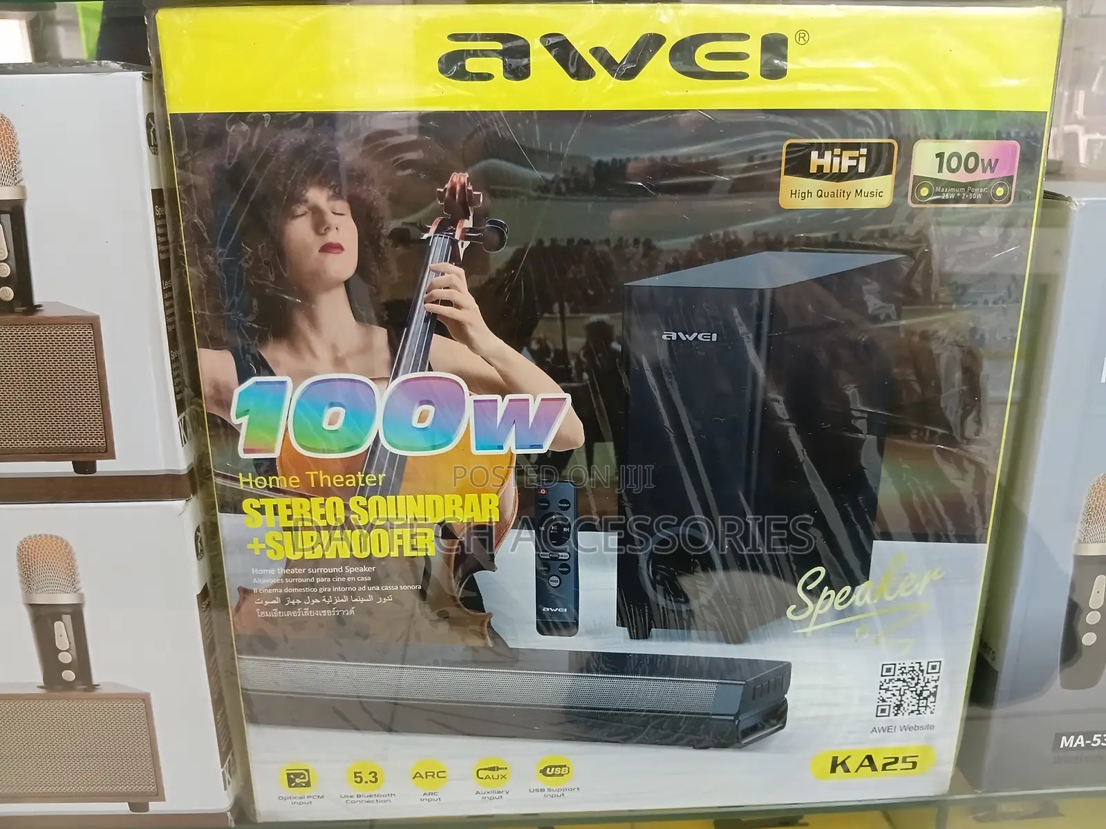 The Awei KA25 100W Home Theater Stereo Soundbar and Subwoofer System.