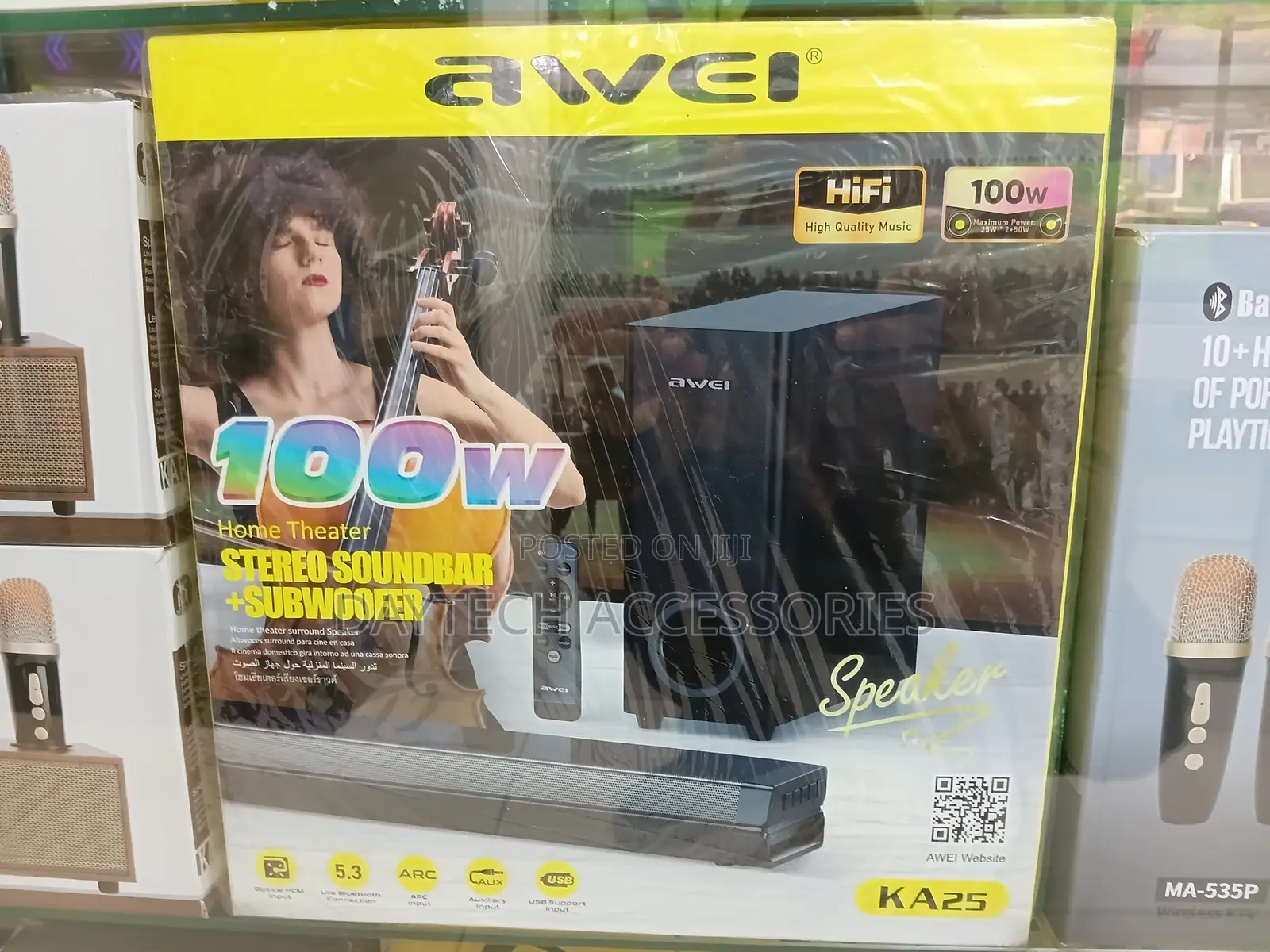 The Awei KA25 100W Home Theater Stereo Soundbar and Subwoofer System.