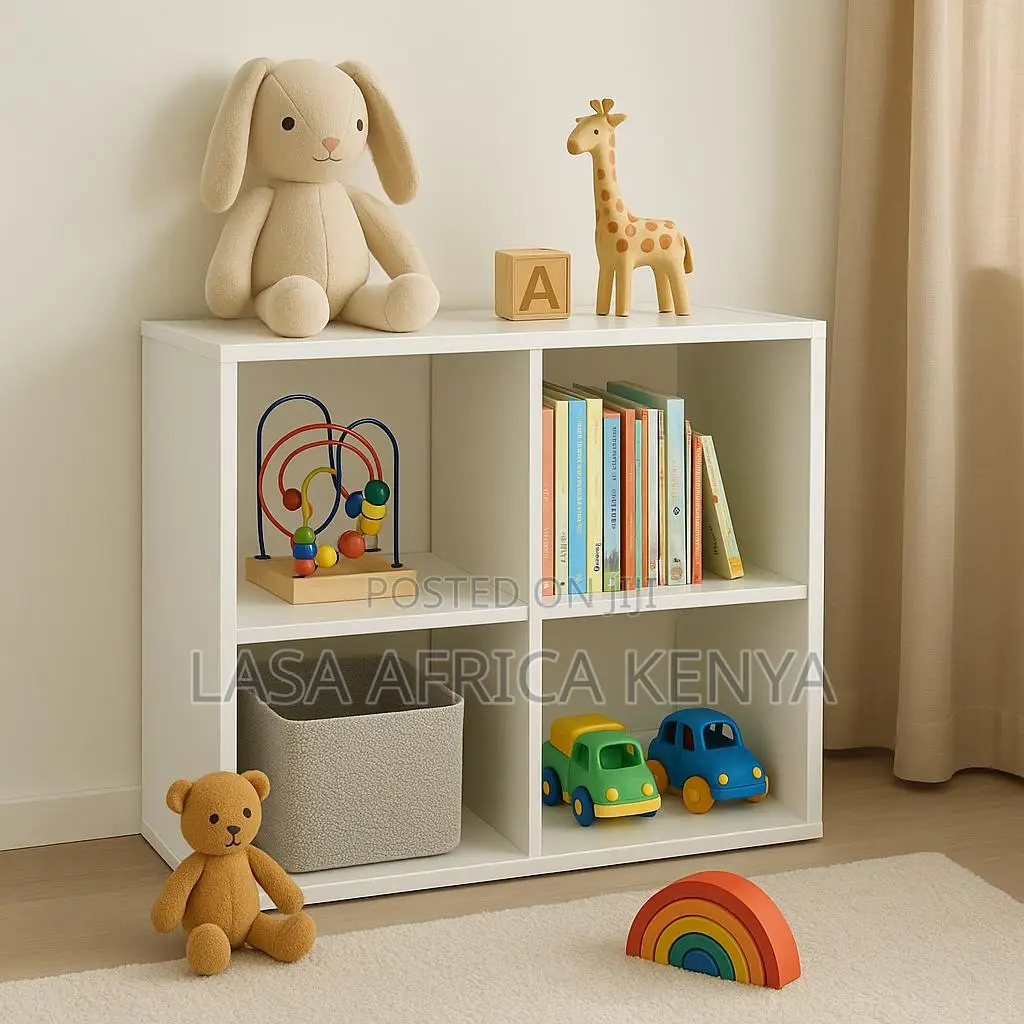 LAZAVA 4-Cube Wall Shelf - White Wood Bookcase,