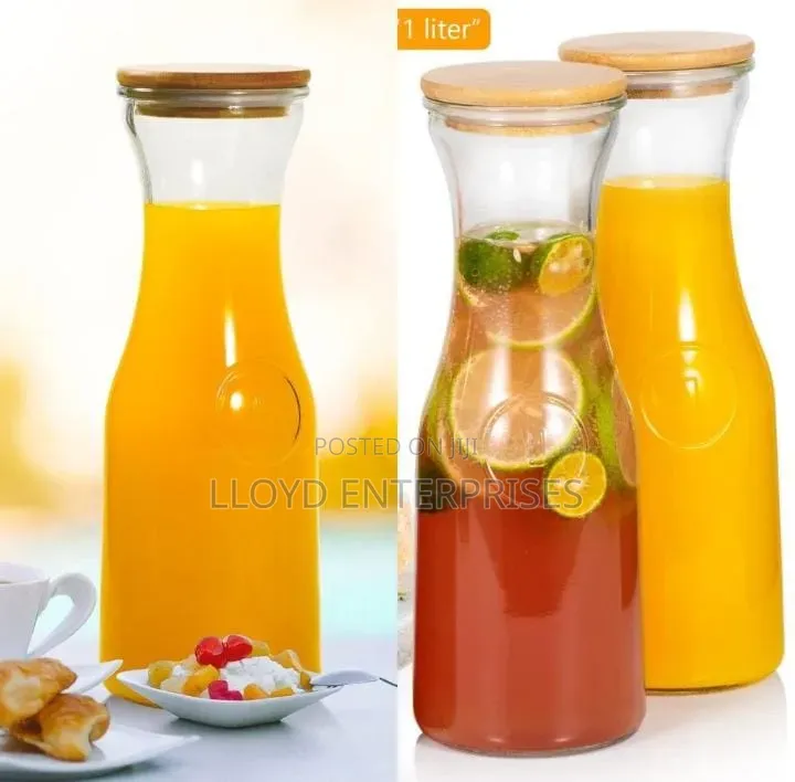 Juice Storage Glass Jar/Carafe With Bamboo Lid
