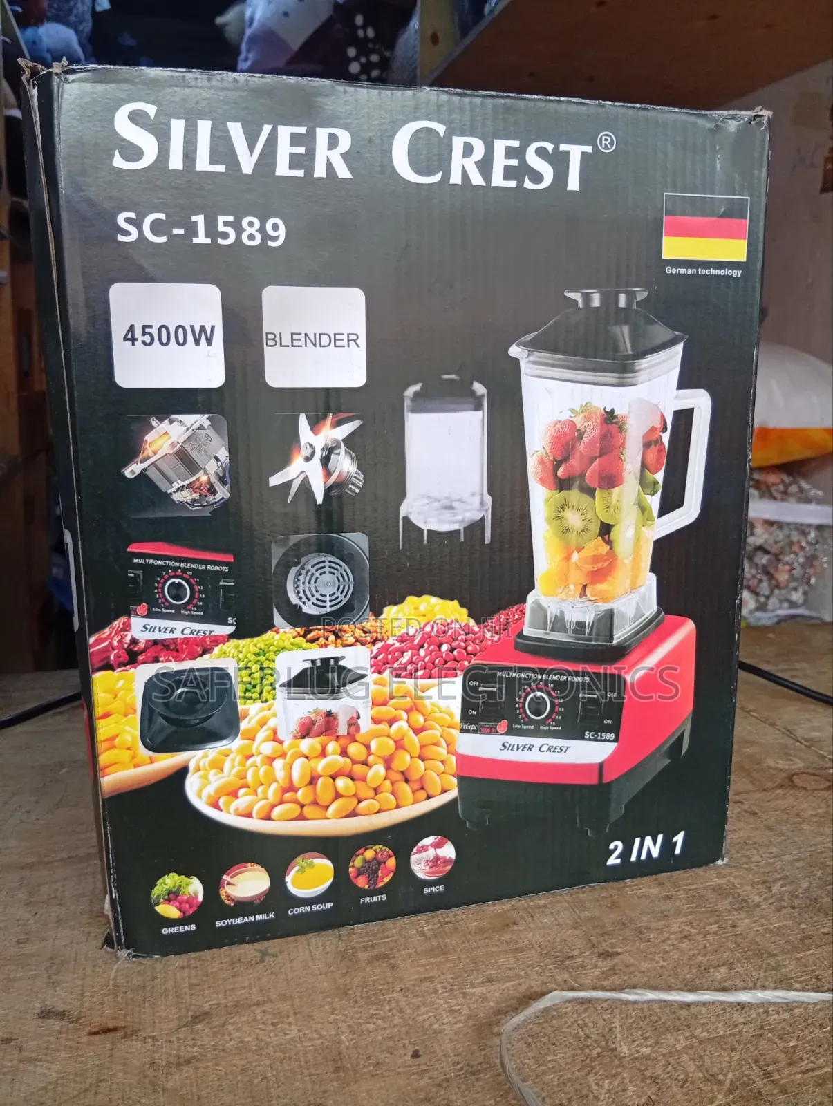 2-in-1 Commercial High-Speed Blender – Smoothie Maker Spice Grinder