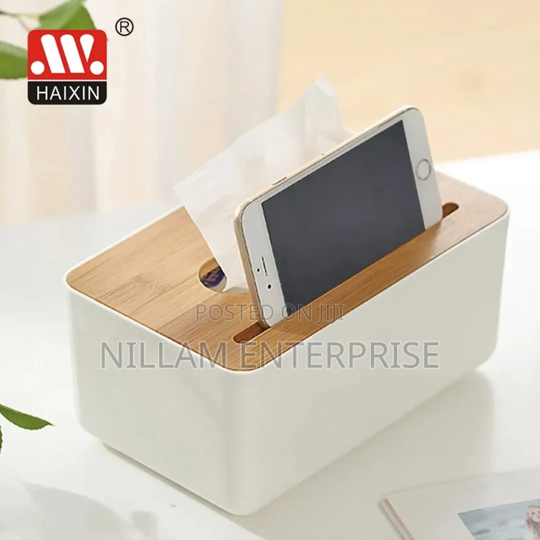 Napkin/ Serviette Holder With Bamboo Wood Cover