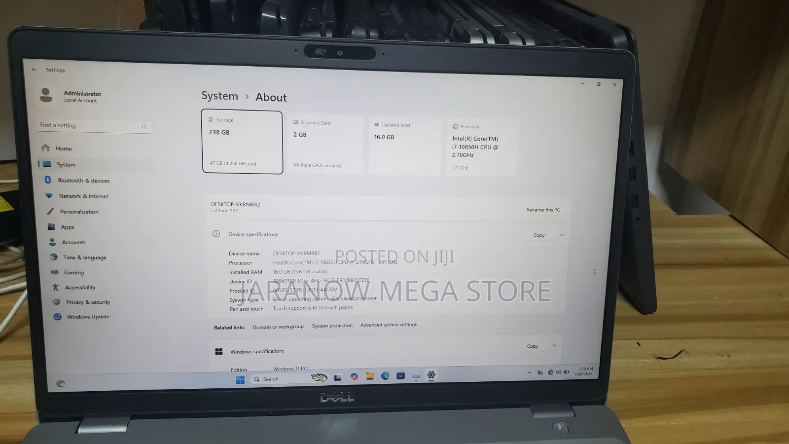 Laptop Dell Latitude 5511 16GB Intel Core i7 SSD 256GB