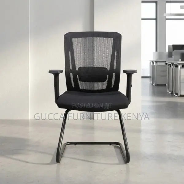 Ergonomic Mesh Guest Chair With Adjustable Arms.