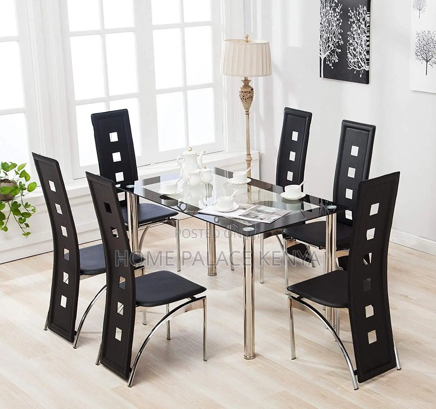 Dining Set: Karl Home Dining Glass Table Set